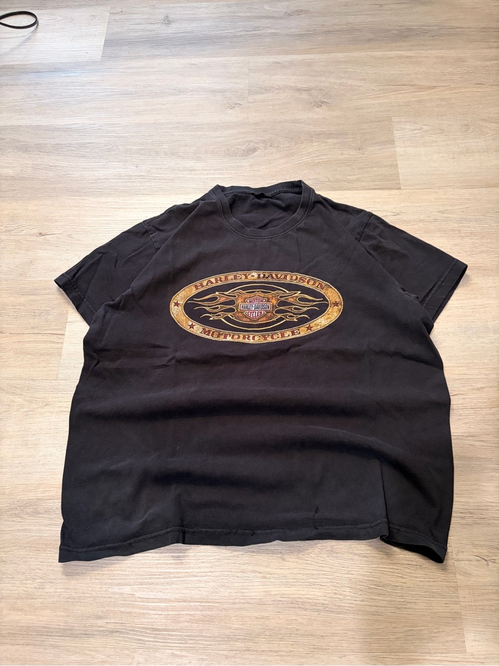Harley-Davidson Black Tee with Gold Flame Oval Logo